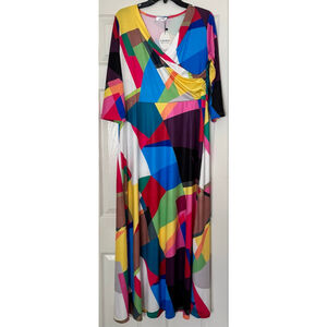 Women's Locryz Multi-color Geometric Print Maxi Dress L